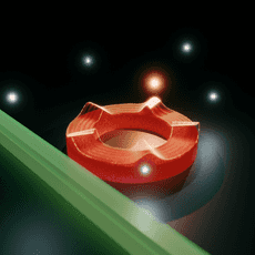 Illustration of a chip-integrated photonic microresonator coupled to vapor-phase Rb atoms